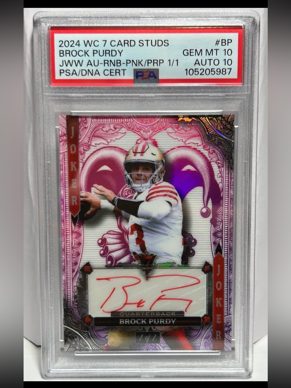 2024 WC 7 card Brock Purdy 1/1 GEM MT 10 Auto 10. PSA/DNA certified